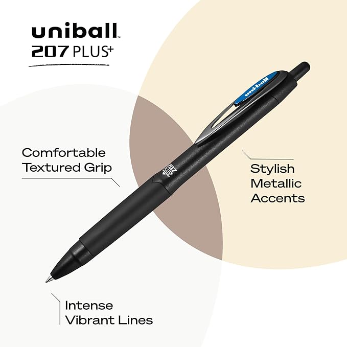 Uniball Signo 207+ Gel Pen 4 Pack, 0.7mm Medium Blue Pens, Gel Ink Pens | Office Supplies Sold by Uniball are Pens, Ballpoint Pen, Colored Pens, Gel Pens, Fine Point, Smooth Writing Pens