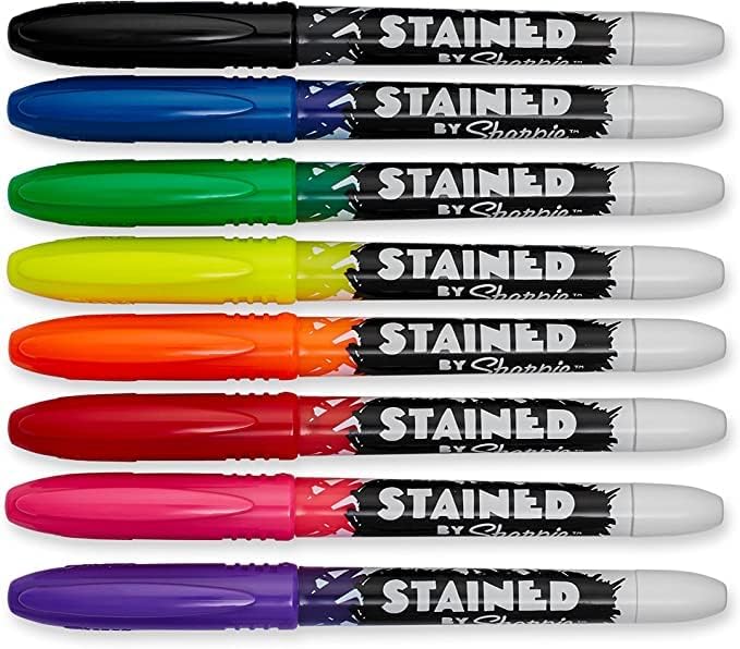 Sharpie Stained Fabric Markers, Brush Tip, Assorted Colors, 8 Count