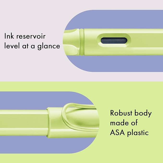 LAMY safari springgreen - Fountain Pen with ergonomic grip & polished Left-Handed steel nib (LH) in size M - ideal for any Writing & Calligraphy - including LAMY T 10 blue cartridge