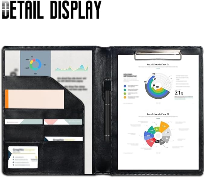 Cozeyat File Folders Letter Size Aesthetic Dragonfly and Floral Print Leather Conference Folder for Business Office Work, Portfolio Binder Organizer for Women