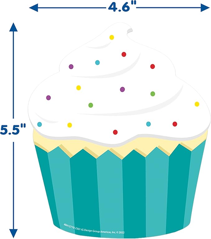 Eureka Cupcake Paper Cut-Out Classroom Decorations for Teachers, 36 Pieces