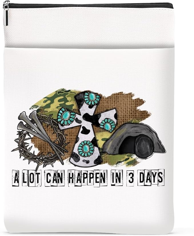 Inspirational Western Faith Christian Gifts Book Sleeve Book Cover Religious Cowgirl Accessories for Women Mom Daughter Friendship Christmas Birthday Book Lovers Gifts Book Protector with Zipper