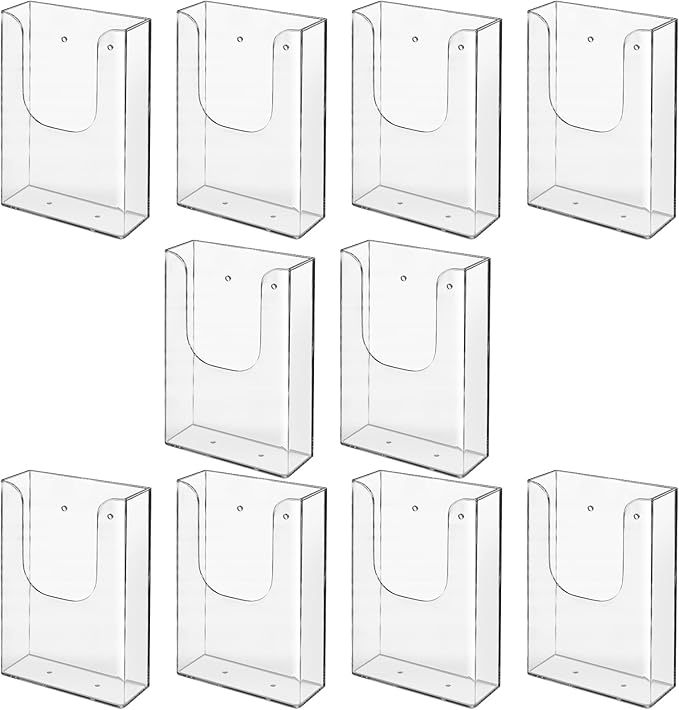 zavekia Brochure Holder, 4 x 6 Inches Brochure Holder Wall Mount Literature Holder Clear Flyer Holder Wall Mounted (10 pack)