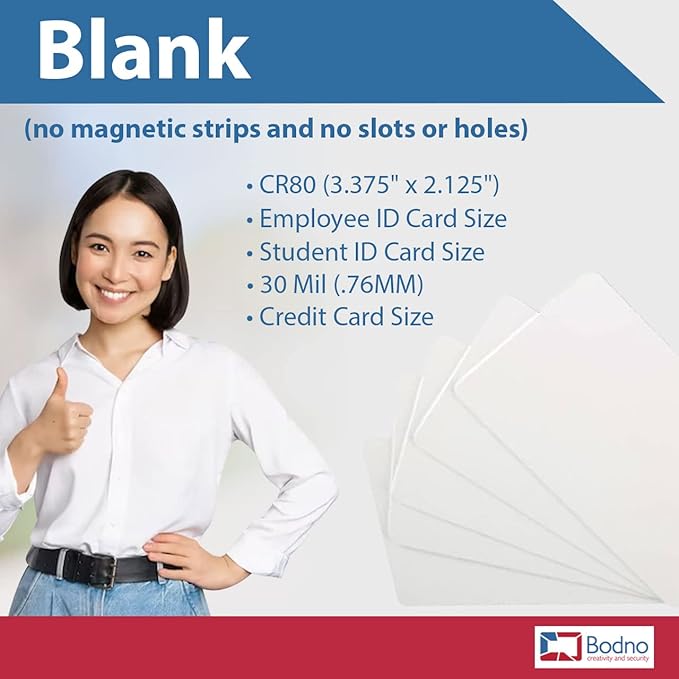 200 Pack - Bodno Premium CR80 30 Mil Graphic Quality PVC Cards