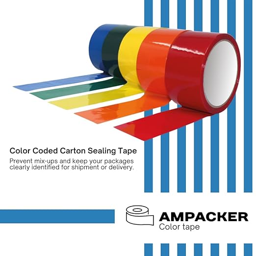 Heavy Duty Packaging Color Tape for Shipping,Packing and Moving 2" Wide x 2.0 Mil Thick -110 Yrd Roll -Acrylic Adhesive Tape for Box Sealing. (1 Roll, Yellow, 2" Wide x 110 yds).