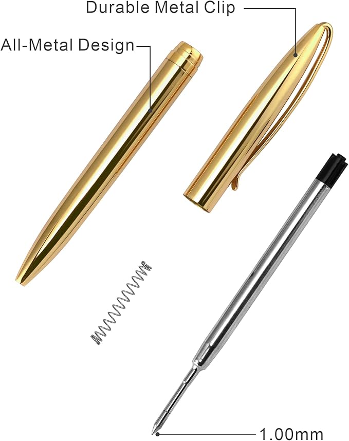 Cambond Ballpoint Pens Fancy pens - Rose Gold Bulk Pens for Journaling Guest Book Uniform Christmas Gift Black Ink Pens 1.0mm Medium Point, 3 Pens with 6 Refills (Silver, Gold, Rose Gold)