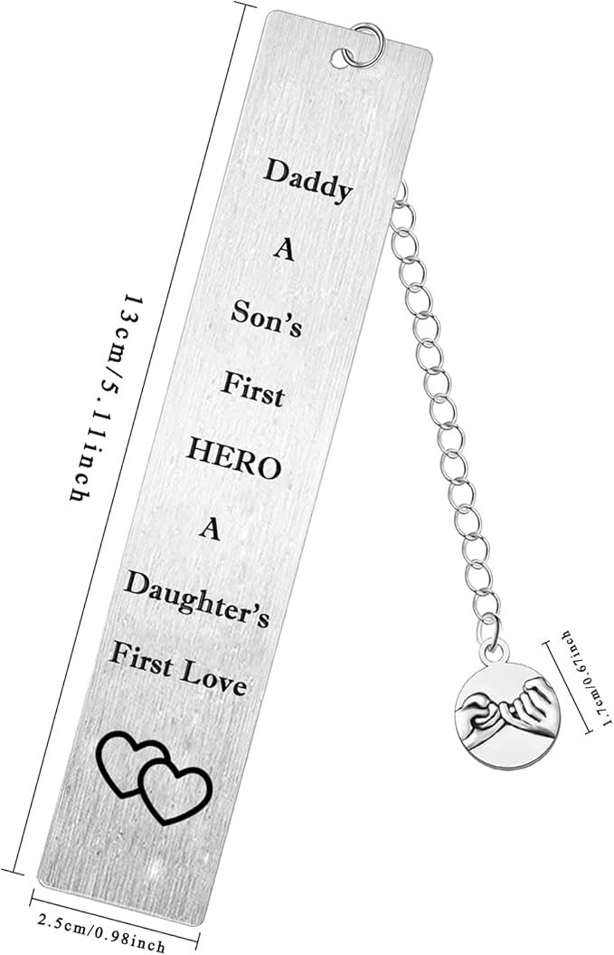 Father's Day Gifts Bookmark for Dad Christmas Gifts Daddy a Son's First Hero, a Daughter's First Love Best Holiday Gifts Gifts for Stepdad from Stepdaughter Stepson Dad Gifts Book Mark