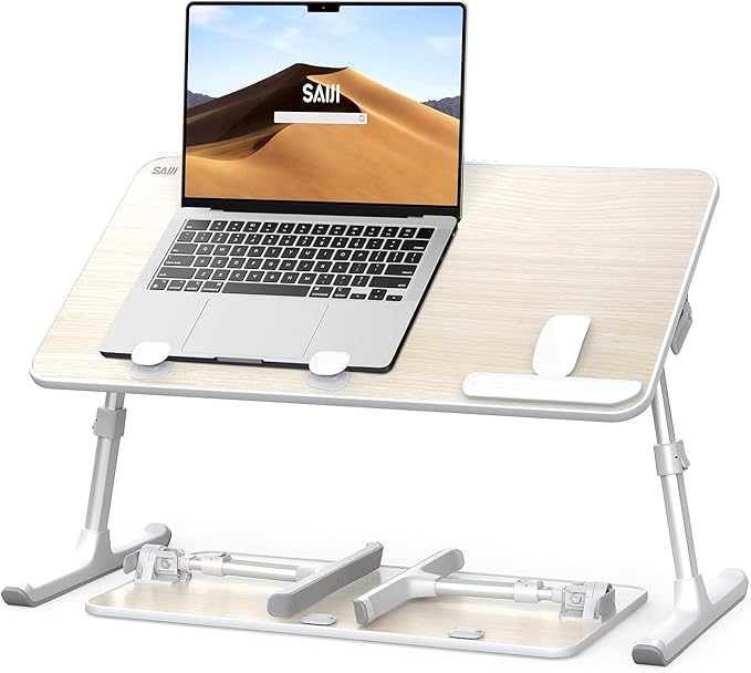 Laptop Desk for Bed, SAIJI Lap Desks Bed Trays for Eating Writing, Adjustable Computer Laptop Stand, Foldable Lap Table in Sofa and Couch（23.6 x 13Teak