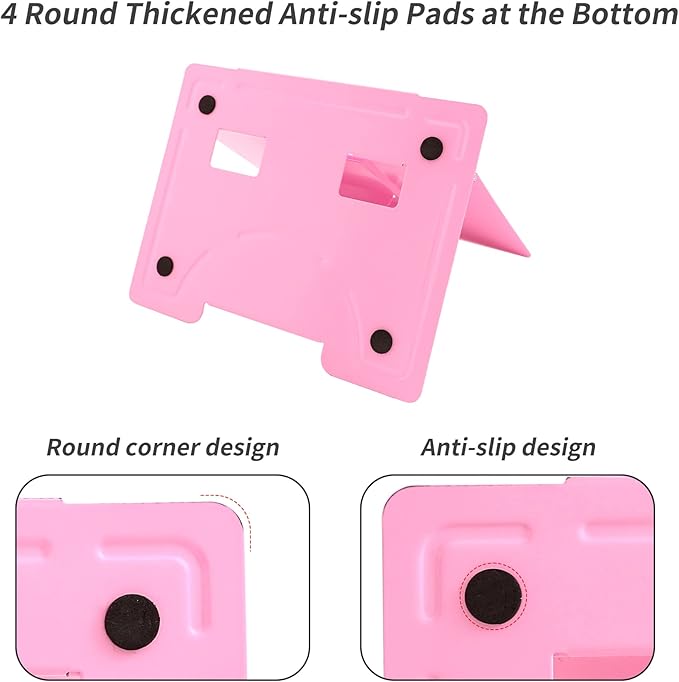 Metal Book Stand - Adjustable Book Holder for Reading (Full Pink)