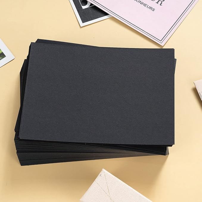 100 Pack Thick Paper Cardstock Blank Heavy Cards Stock for Invitations, Greeting Cards Making, Postcards, Photos, 250GSM Thick Paper (Black, 5x7 inches)