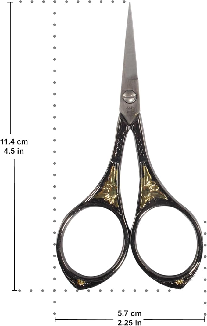JubileeYarn Sun Motif Embroidery Craft Scissors - Black - 3 Scissors