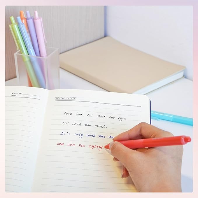 WRITECH Retractable Gel Ink Pens: Fine Point 0.7mm Assorted Color Soft Grip 8ct No Bleed & Smear Extra Smooth Writing Bullet Tip Colored Pen Set for Journaling Coloring