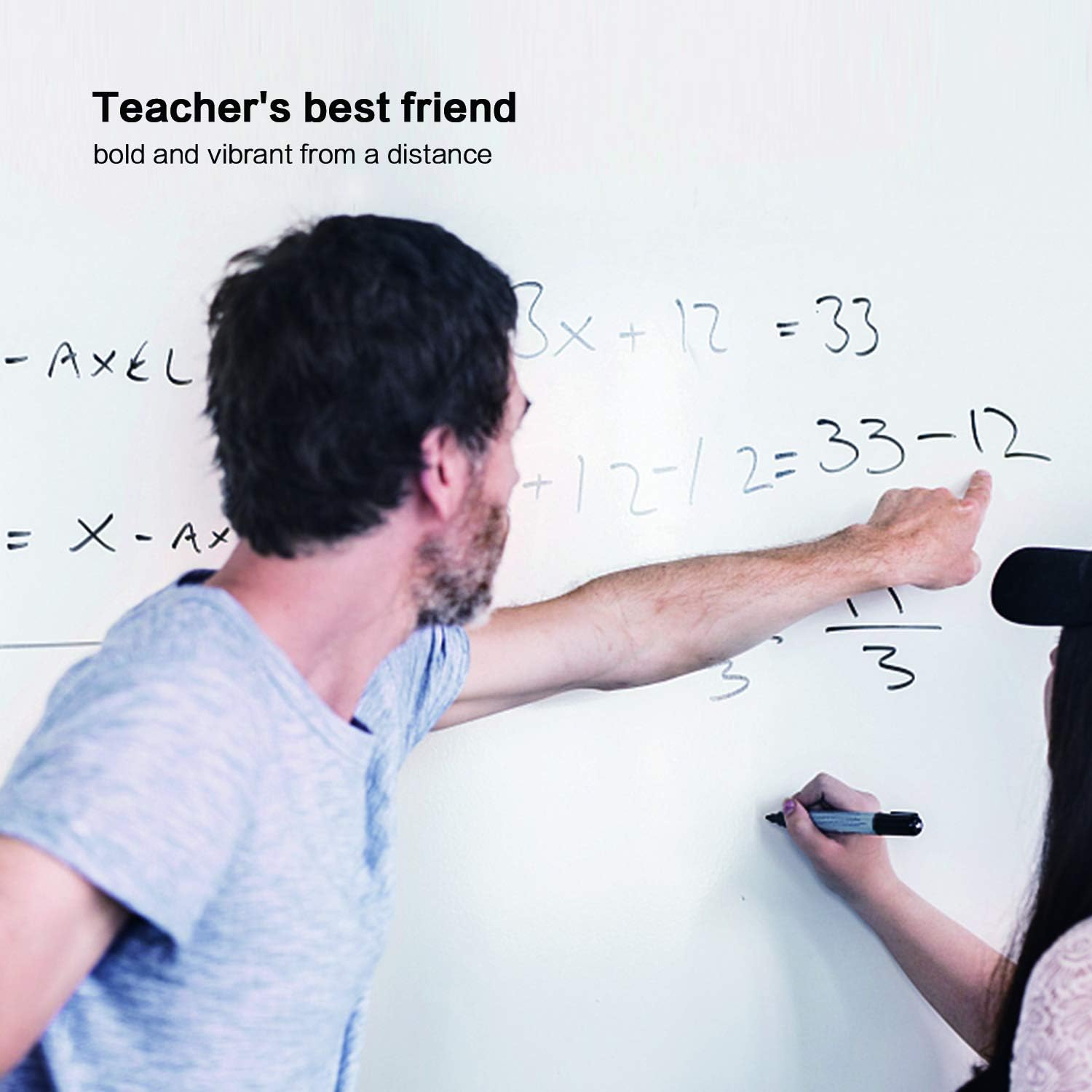 Volcanics Black Dry Erase Markers Low Odor Fine Whiteboard Markers Thin Box of 125