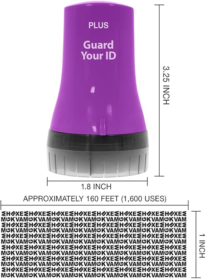 Wide Advanced Privacy Protection Roller for Bills, Mail, Address Labels, mask Private Information Without a Shredder, Identity Theft Prevention Stamp by Guard Your ID, ASOTV (Wide 3-Pack, Purple)