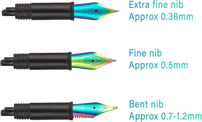 Set of 3 Hong Fountain Pen Rainbow Nibs (Fine, Extra Fine and Bent Nib) for Black Forest 1850, 1851, M2, 1843, 6013, 517D, 517S, 525,H1, H3, A3, 1843 and 920 Series