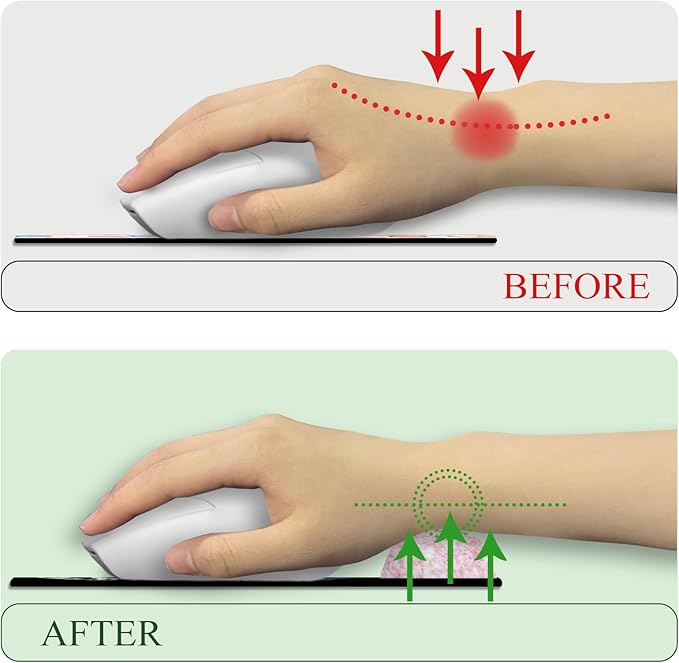 Pink Ergonomic Mouse Pad with Wrist Rest, Funny Gaming Mousepad Wrist Support with Non-Slip Pain Relief PU Base, Cute Computer Mouse Pads for Desk Pink Office Desk Accessories Decor Supplies