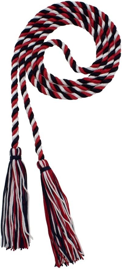 Tassel Depot Graduation Honor Cord - Navy/RED/WHTE - Every School Color Available - Made in USA