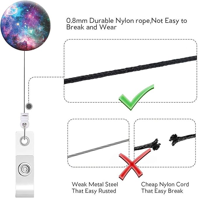 Retractable ID Badge Holder Nurse Badge Reels with Clip Name Card Holders for Office Worker Doctor Nurse (5 Pack Mandala Starry Sky)