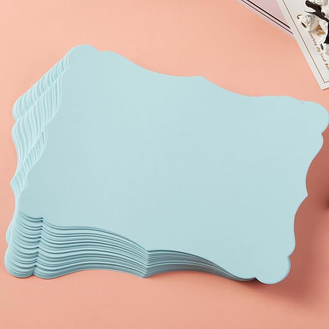 50 Pack Blank Kraft Cards Cardstock Thick Paper Brown Greeting Cards for DIY Gift Card Menus, Baby Shower and Wedding Invitations (Light Blue, 5x7IN)