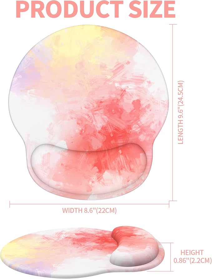 eulps Mouse Pad with Wrist Rest, Comfortable Computer Mousepad with Gel Wrist Support Smooth Surface and Non-Slip PU Base for Pain Relief, Laptop, Office & Home (Colorful Tie-Dye)