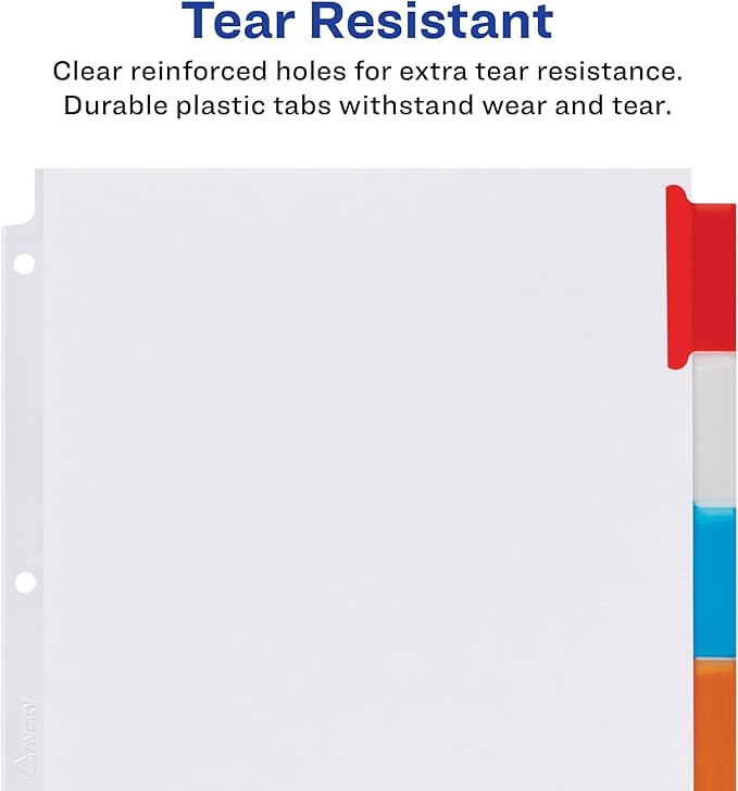 Avery Big Tab Extra-Wide Insertable Dividers for 3 Ring Binders, 8-Tab Set, Multicolor, 6 Sets (21211)