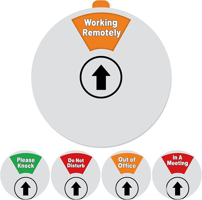 Out Of Office Sign for Door, 6 Options Status Private Sign, In a Meeting, Do Not Disturb, Working Remotely, In Out Sign Available and Away