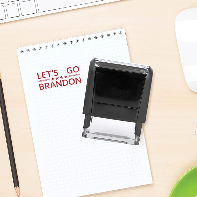 Let's Go Brandon Stamp - American Political Self-Inking Rubber Stamp - Red Ink - Patriotic LGB Imprint - Large Size