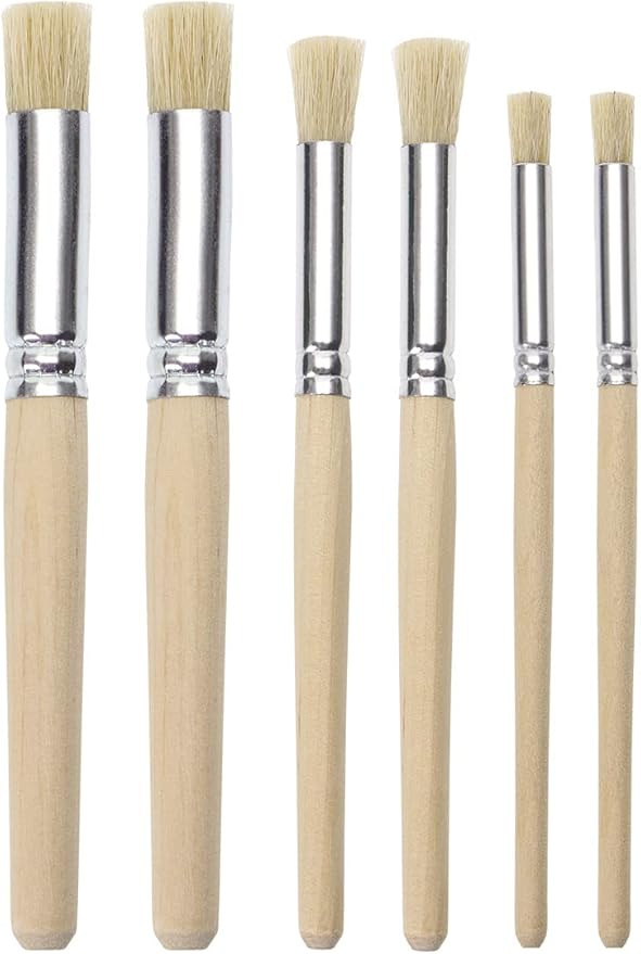 PENTA ANGEL Wooden Stencil Brush Natural Wood Bristle Template Art Paint Brushes for Acrylic Oil Watercolor Painting on Wood Wall Paper and Crafts Project DIY (6)