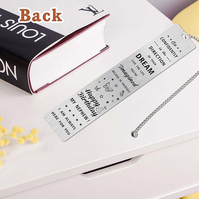 Nephew Birthday Gifts, Happy Birthday Nephew Bookmark, Birthday Gift Ideas for Teenage Nephew Adult