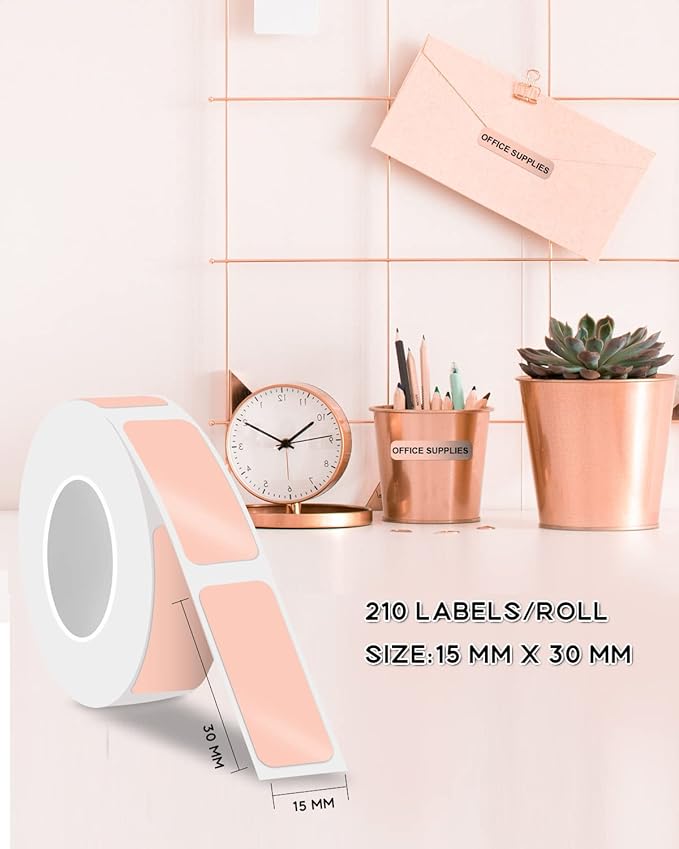 iEager Label Maker Tape, 15mm x 30mm, Pink Sticker Thermal Paper, Household Storage Labels, Self-Adhesive Label Tape, Set of 3