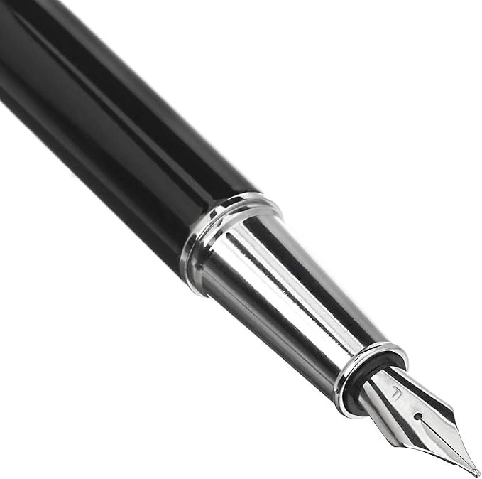 Amazon Basics Refillable Fountain Pen - Fine Point, Black Ink