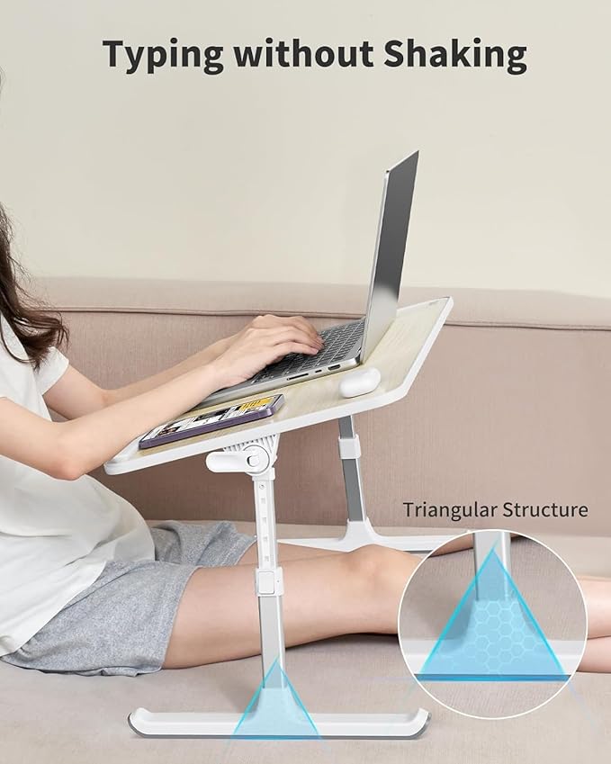 Laptop Desk for Bed, SAIJI Lap Desks Bed Trays for Eating Writing, Adjustable Computer Laptop Stand, Foldable Lap Table in Sofa and Couch（23.6 x 13Teak