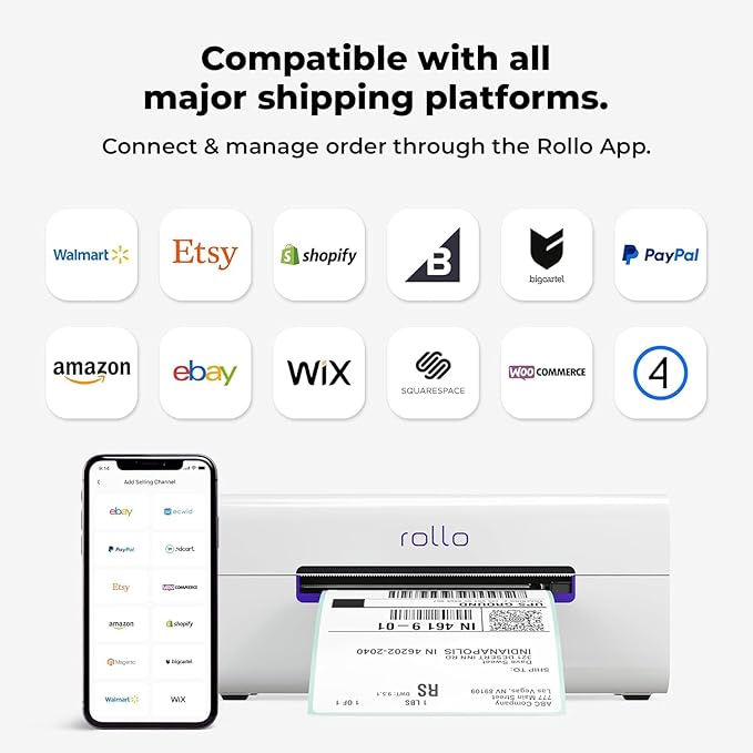 Rollo Wireless Label Printer - Wi-Fi Thermal Printer for Shipping Packages - AirPrint from iPhone, iPad, Mac - 4x6, Supports Windows, Chromebook, Android, Linux