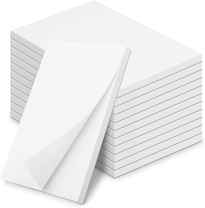 Note Pads 4x6 Inch, 12 Pack Blank Scratch Pads for Writing, 50 Sheets Per Memo Pad for Jotting Down Quick Notes, White Pad of Paper for Grocery Shopping Lists, Tear off Notepad, Small Server Notebook