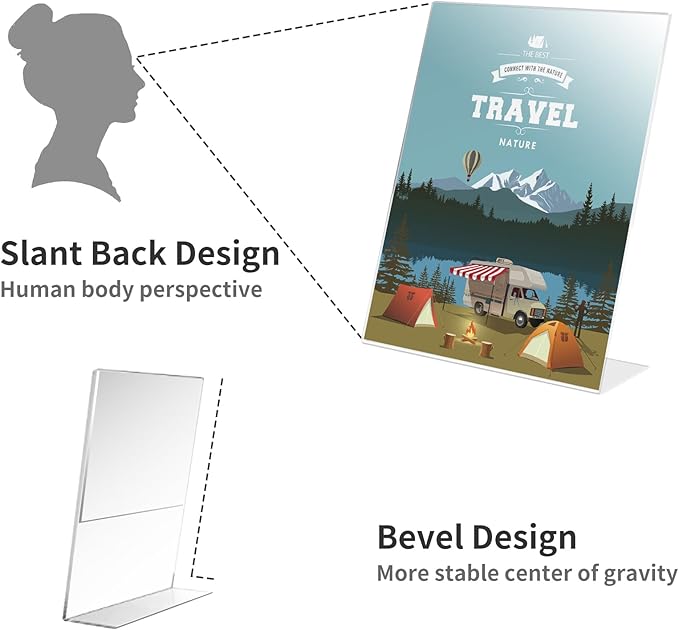 18 Pack Acrylic Sign Holder 8.5 X 11, L Shape Clear Sign Holder, Clear Plastic Sign Holder Picture Photo Frames, Flyer Document Paper Display Stand for Office Desktop