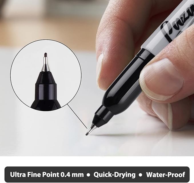 Ultra Fine Permanent Marker Bulk, 32 Assorted Colors Ultra Fine Point Permanent Marker set, Felt Tip Pens Works on Plastic, Wood, Stone, Metal and Glass for Valentines Day Gifts