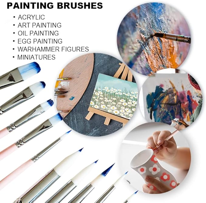 HIMI Little Bird Paint Brushes Set 5 Pcs for Watercolors Paint，Set of 5 Watercolor Paint Brushes for Beginners & Pros, Nice Gift for Art hobbyist Beginners Artists (Green,5 Pcs)