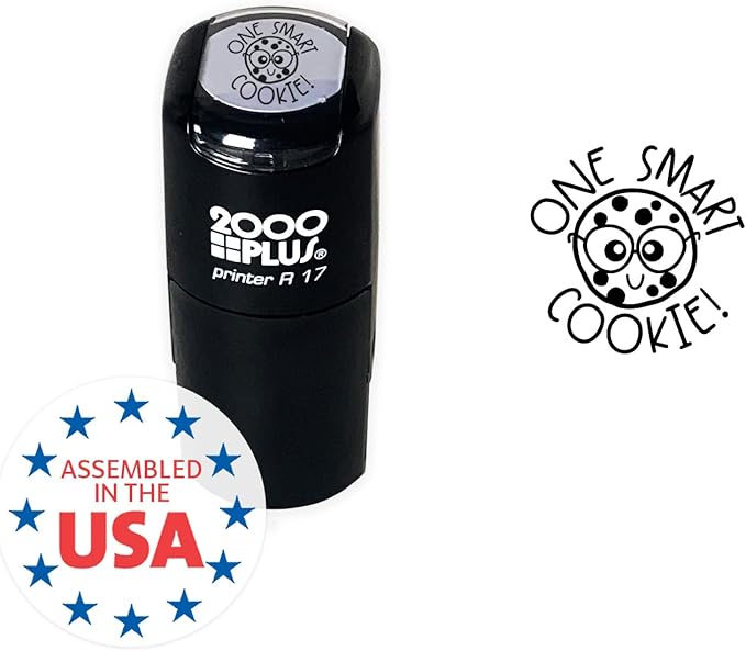 One Smart Cookie Stamp / 2000 Plus Self Inking Teacher Food Themed Treat Stamper / 9/16" Small Black Imprint Planner Worksheet School Homework Classroom Stamp