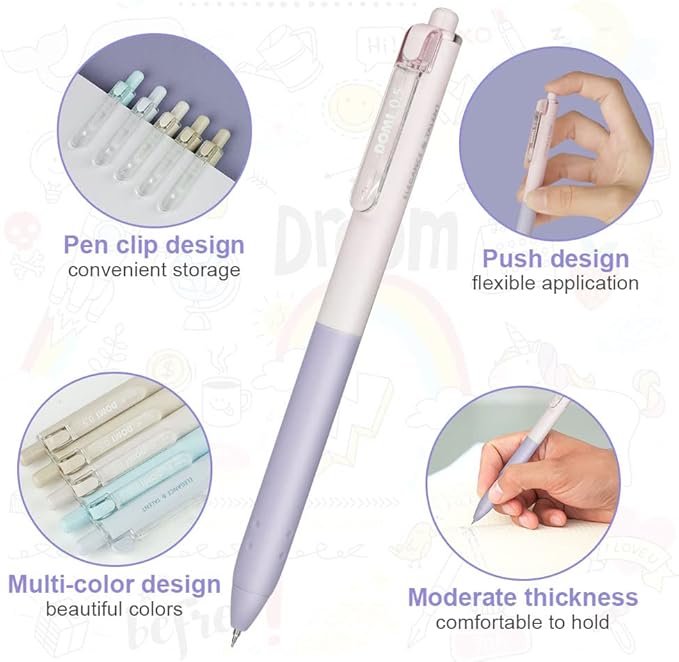 AUAUY 10Pcs Retractable Gel Ink Pens, Quick Dry Gel Ink Pen, Smooth Writing Pens, 0.5mm Black Ink Pens, Office School Supplies Gifts for Women & Men