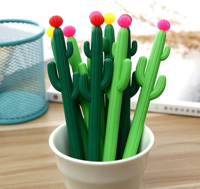 Aimyoo Pack of 30 Cactus Shaped Ballpoint Black 0.5mm Gel Ink Rollerball Pen for School Home Office