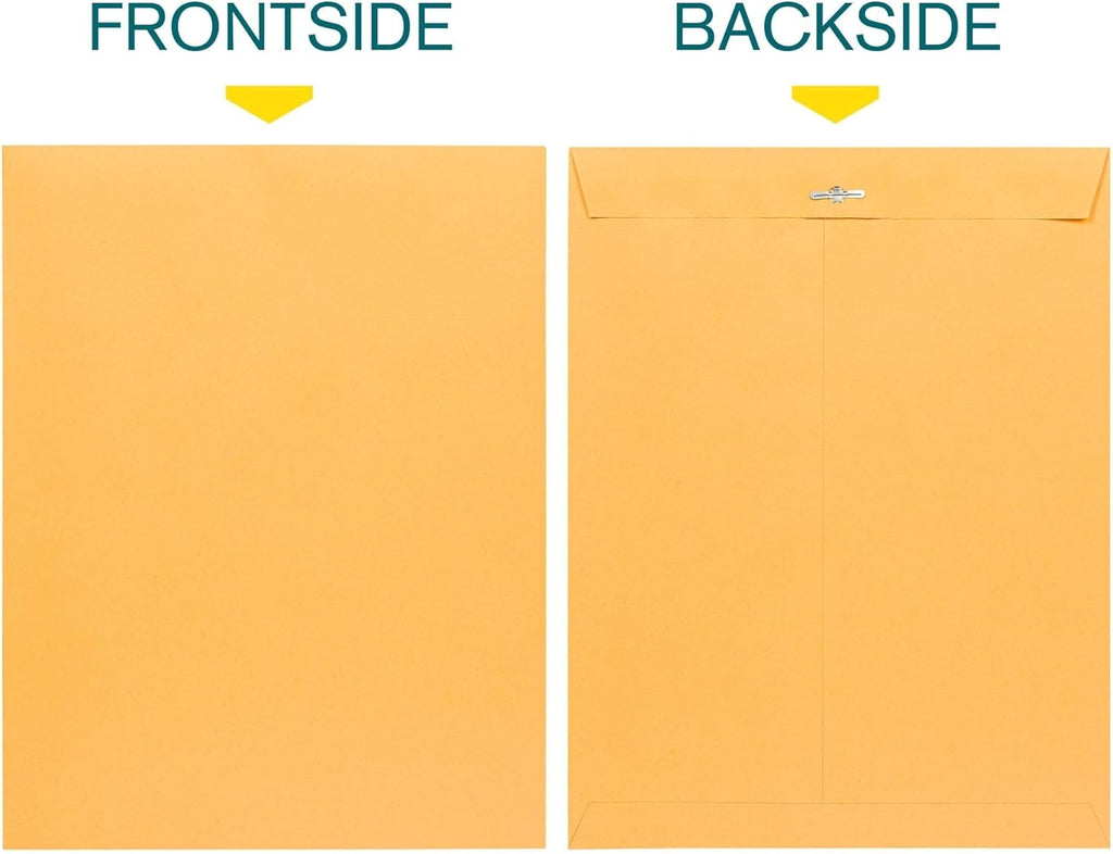EnDoc 10 x 13 Clasp Envelopes – 100 Pack Brown Kraft Catalog Envelopes with Clasp Closure & Gummed Seal – 28lb Heavyweight Paper 10x13 inches Envelopes for Home, Office, Business, Legal or School