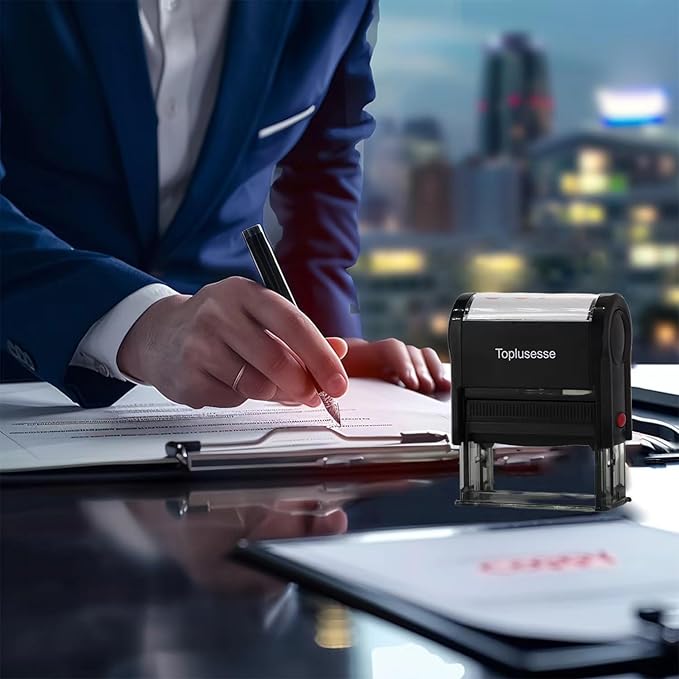 Paid Stamp Self Inking Rubber Business Stamp Office Stamp Self Inking Paid Stamp for Business Office Supplies- Red Ink