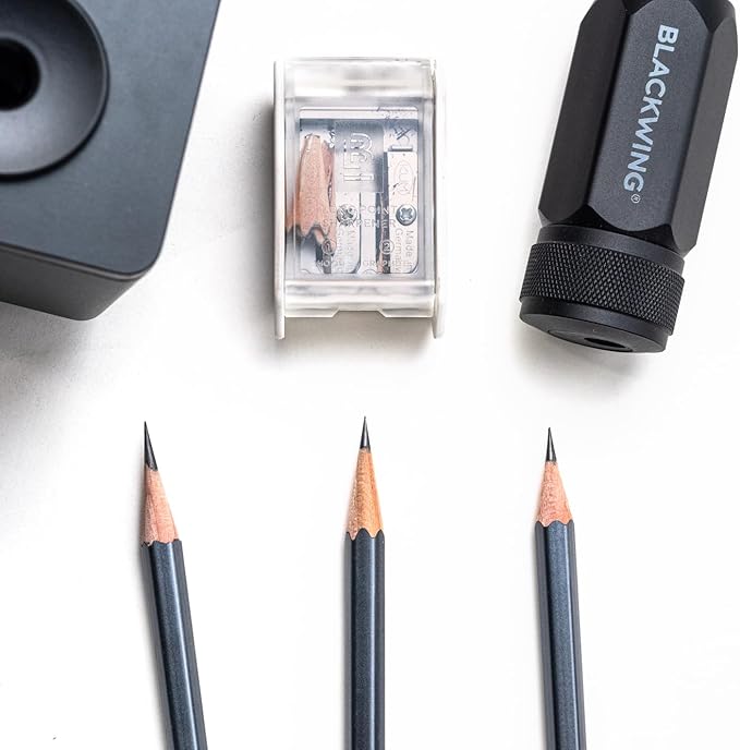 Blackwing One-Step Long Point Sharpener, German Steel Blade, Sharp Curved Point, Machined Aluminum, Grey