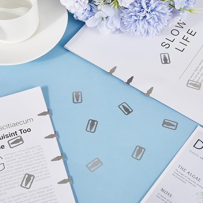 SUNNYCLUE 1 Box 100Pcs 304 Stainless Steel Bookmarks Metal Book Line Markers Silver Rectangle with Arrow Book Page Markers Clips Covers Accessories for Reading Book Lovers Women Men Office School Work