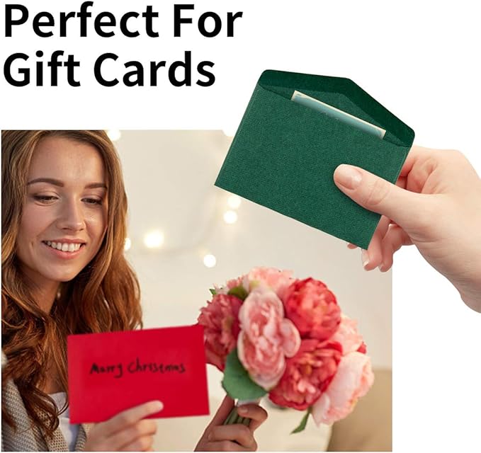 120 Pack Mini Envelopes Christmas Red and Green Envelopes Self-Adhesive Kraft Paper Tiny Pockets for Holiday Small Gift Cards Invitations Business Notes(4.13"×2.76") (Green and Red)
