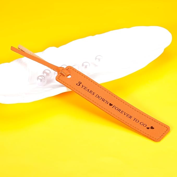 Leather Bookmark 3rd Wedding Anniversary, 3 Year Anniversary Wedding Gifts for Women Men Valentines Day Christmas Birthday Gifts 3 Years as Husband & Wife Gift for Her Him Couple 3 Years of Marriage