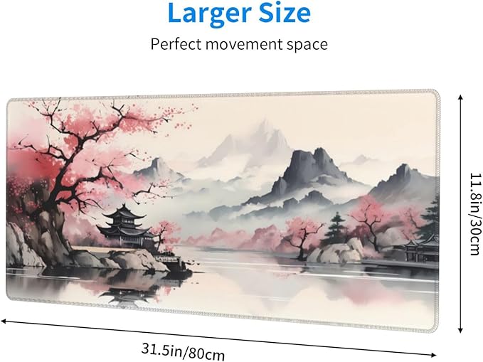 Gaming Mouse Pad Desk Pad,Extended Big Mouse Pad,31.5x11.8 Inch Long Computer Keyboard Mouse Mat Mousepad with 3mm Non-Slip Base and Stitched Edge for Gaming and Office