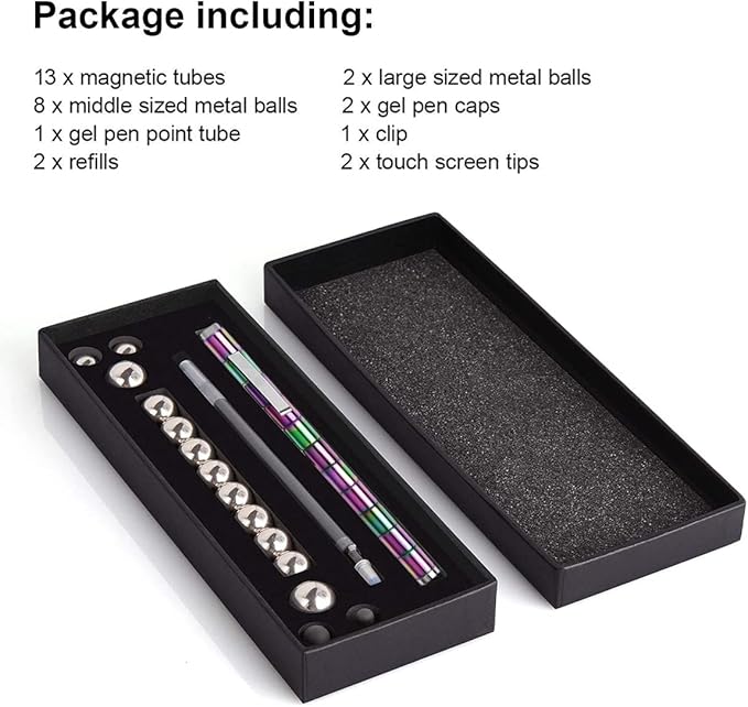 Magnetic Fidget Pen, Magnet Fidgi Pen, Jiki Crush Metric Pen Crinkle, Crushmetric Switch Strato Pens, Cool Stuff Multifunctional Deformable Magnet Writing Toy Pen, Best Gift for Friends (Rainbow)
