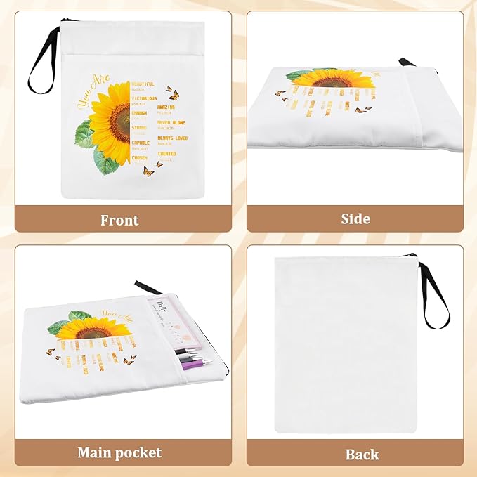Book Sleeve Pouch Waterproof Book Sleeves with Zipper and Front Pocket,Christian Theme Book Covers for Paperback,Book Protector Bag with Handle for Book Lovers Bibliophile Gifts(11.8 * 9.4 inch)