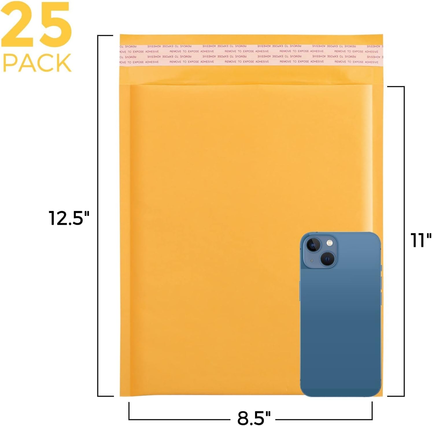 Fuxury Kraft Bubble Mailers 8.5x12 Inch 25 Pack, Strong Adhesion Padded Envelopes #2,Self Seal Bubble Envelopes, Padded Mailers,Book Mailer Packaging for Small Business,Yellow
